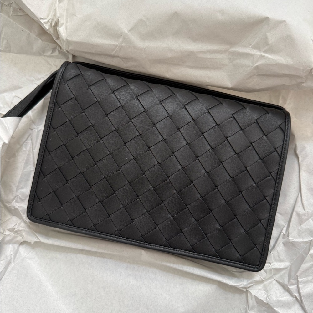 Bottega Veneta Black Leather Woven Crossbody Bag